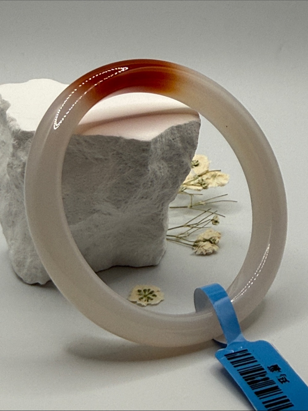 Translucent Agate Bangle with Red Accent - Picture 3 of 7
